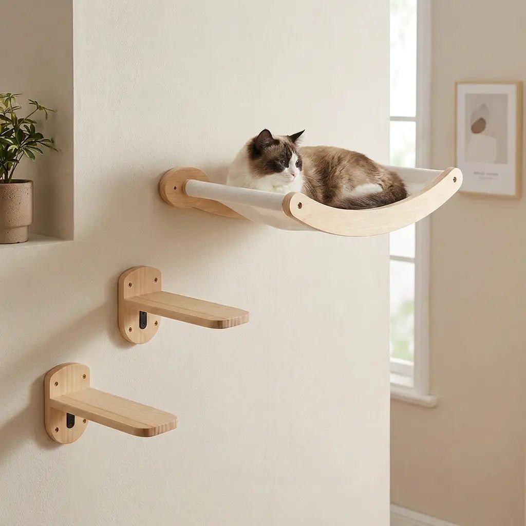 Wall Mounted Cat Hammock & Steps