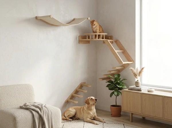 Katze und Hund zusammen — wie eine Katzenwand den Frieden sichert - Sweetypaws.com