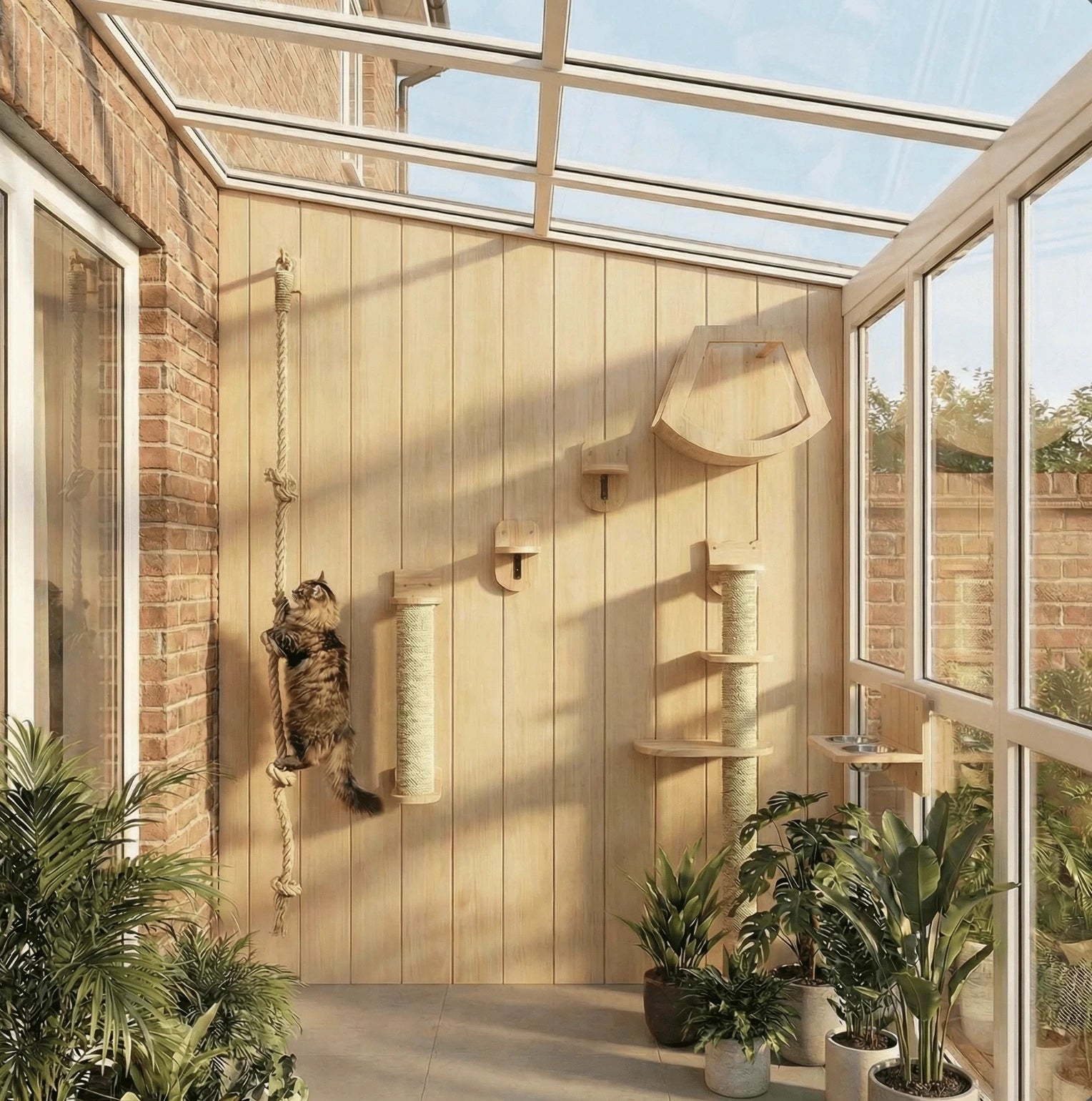 Katzen Kletterwand Patio Set — komplettes Klettersystem für Terrasse und Katzenpatio