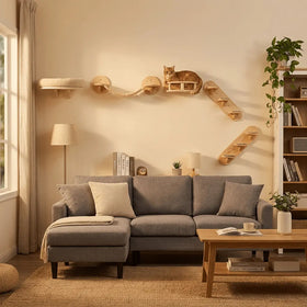 Katzen Kletterwand Set für ältere Katzen — sanfte Treppen und bequeme Liegeflächen