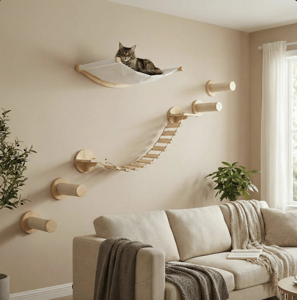 Katzen Kletterwand für große Katzen und schwere Rassen — stabiles Heavy Duty Set