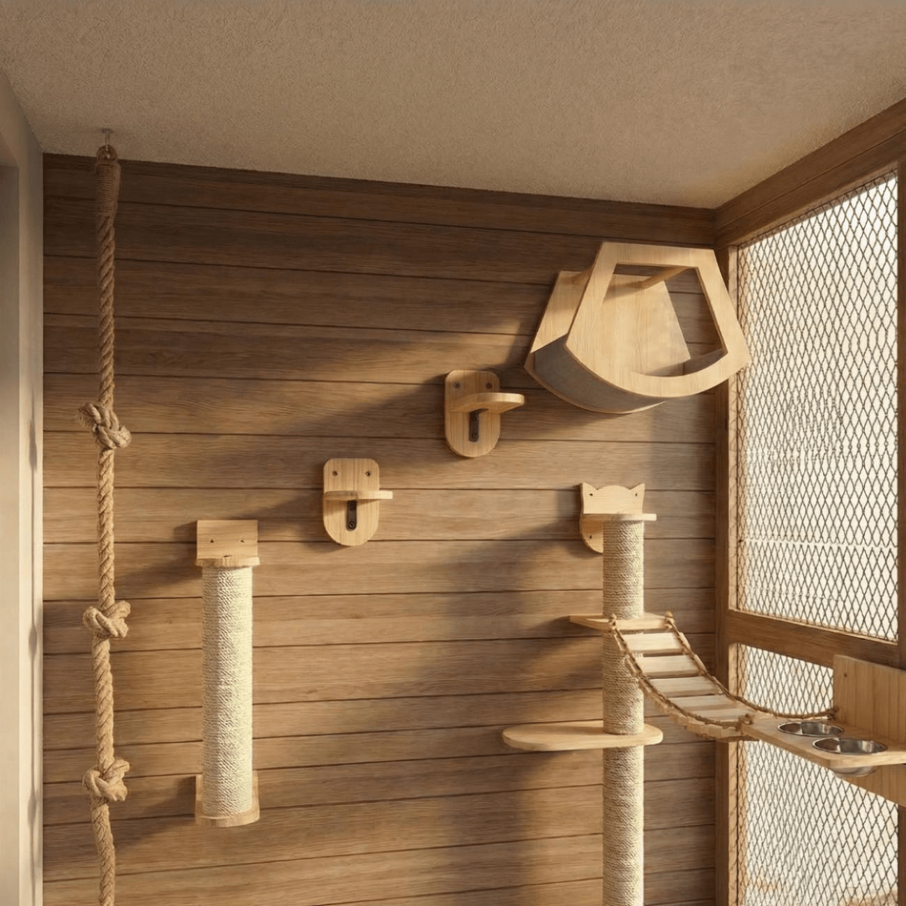 Cat Patio Set - Cat climbing wall set for patio - Sweetypaws.com